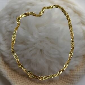 14KGP Gold Link Chain Bracelet 6 In Long Long Lobster Claw Clasp Linked Delicate